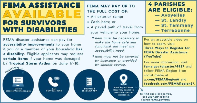  FEMA Assistance Available for Survivors with Disabilities